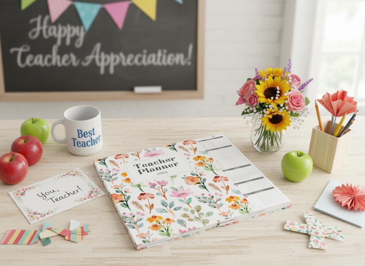 2026 Teacher Planner – Floral Watercolor Pattern Style | Printable Digital Download