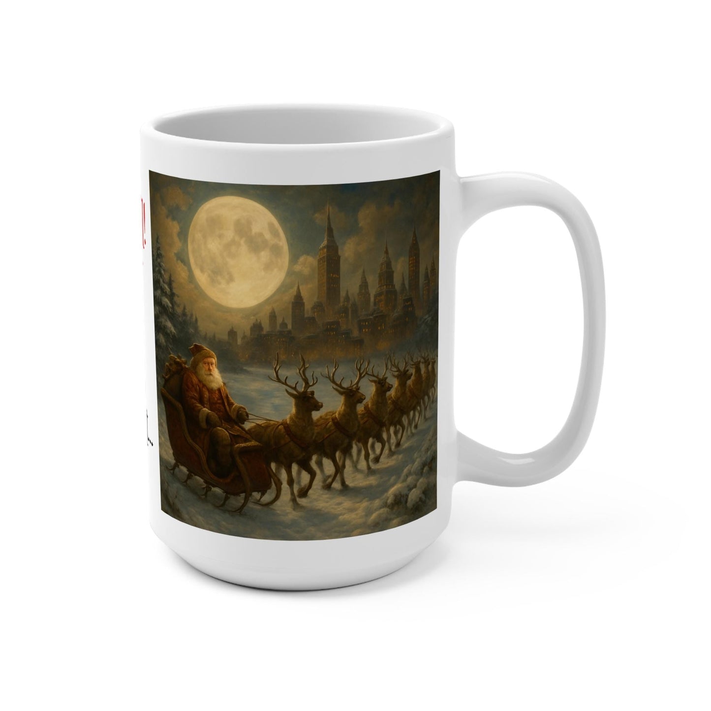 Santa and Sleigh Christmas Mug Festive Coffee Cup | Loki's Shop Too