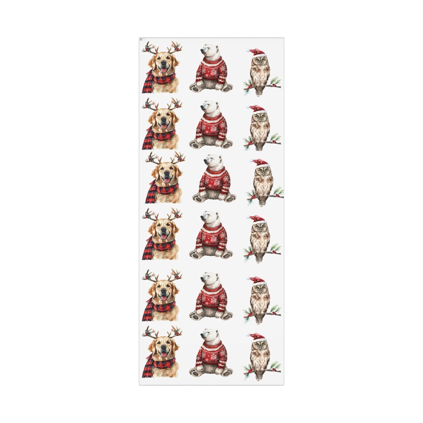 Dog and Polar Bear Christmas Wrapping Paper Festive Gift Wrap | Loki's Shop Too