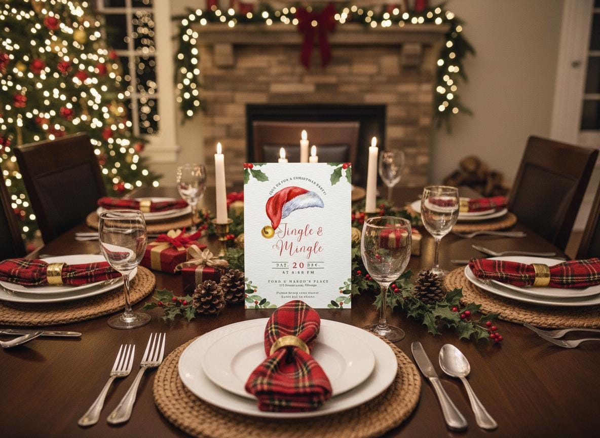 Editable Christmas Party Invitation Holiday Evite Template (Digital Download) | Loki's Shop Too