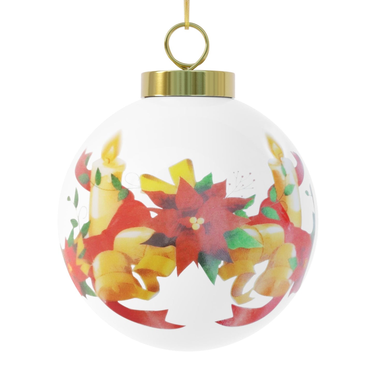 Personalized Christmas Ball Ornament Festive Winter Village Scene | Loki's Shop Too