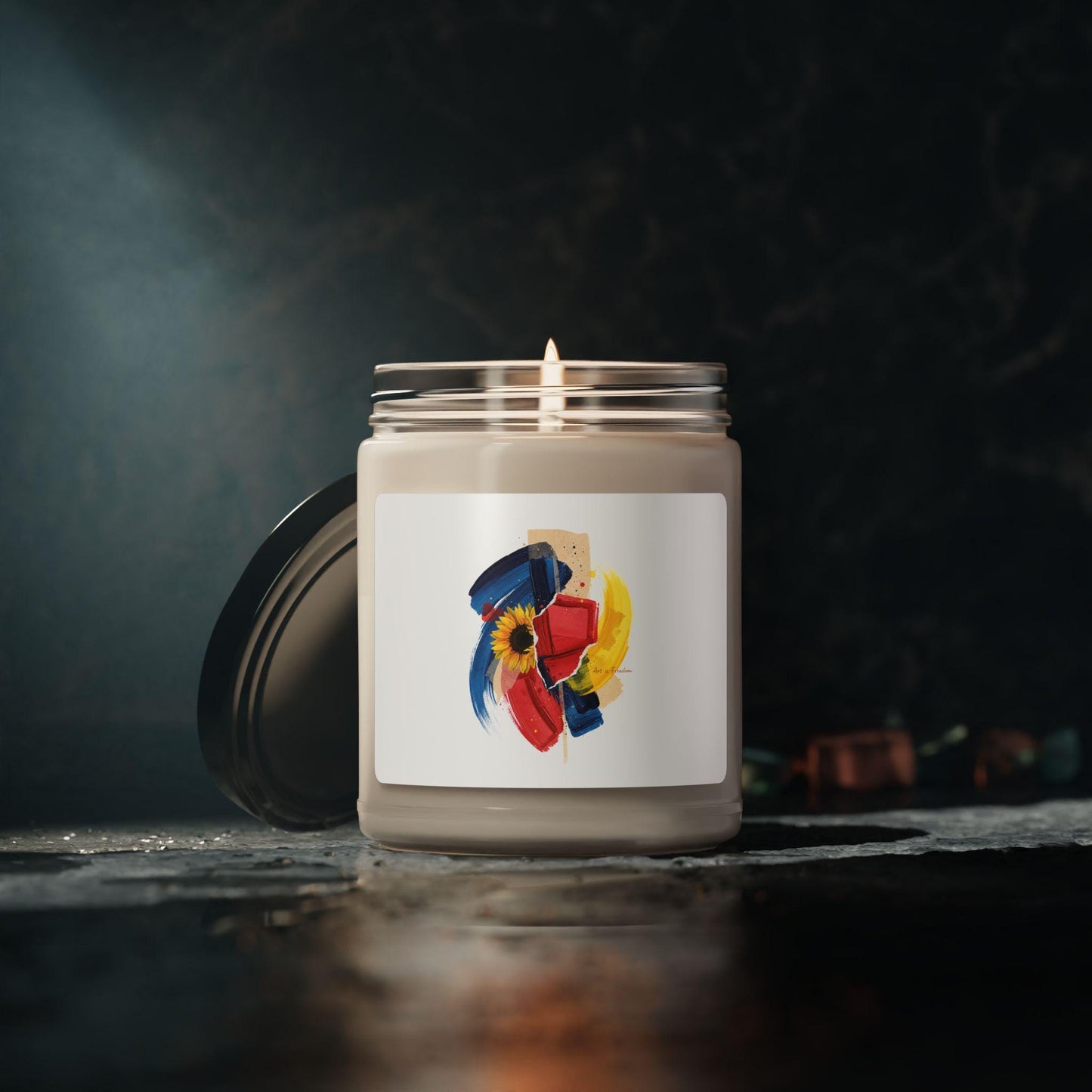 Painterly Abstract Floral Candle, Soy Jar Candle | Artsy Brushstroke Scent | Loki's Shop Too