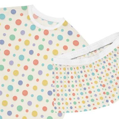 Pastel Polka Dot Short Pajama Set | Short Sleeve Top and Shorts | Loki's Shop Too