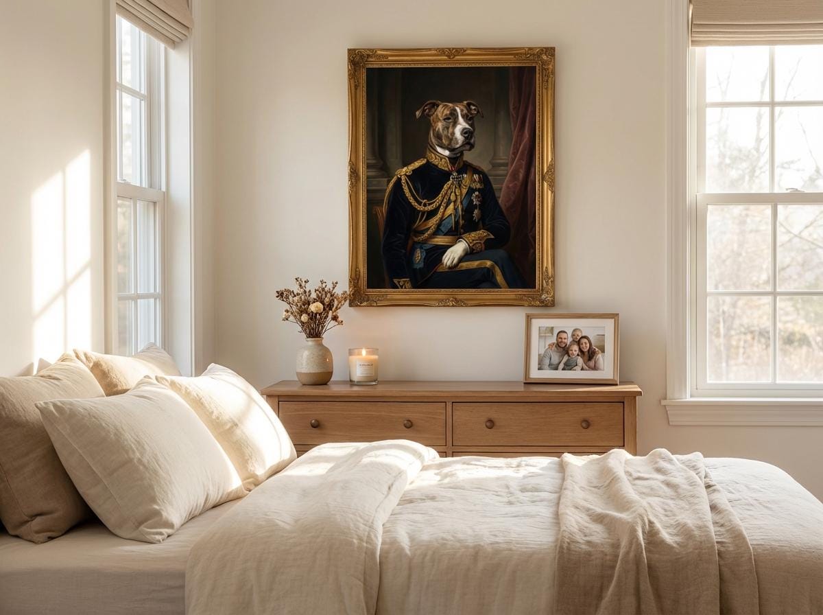 Regal Military Dog Portrait Canvas Matte Stretched Canvas | Loki's Shop Too
