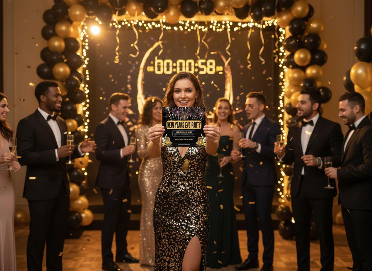 New Year’s Eve Party Invitation | Gold Black Modern Digital Invite | NYE Digital Download | Printable Night Party