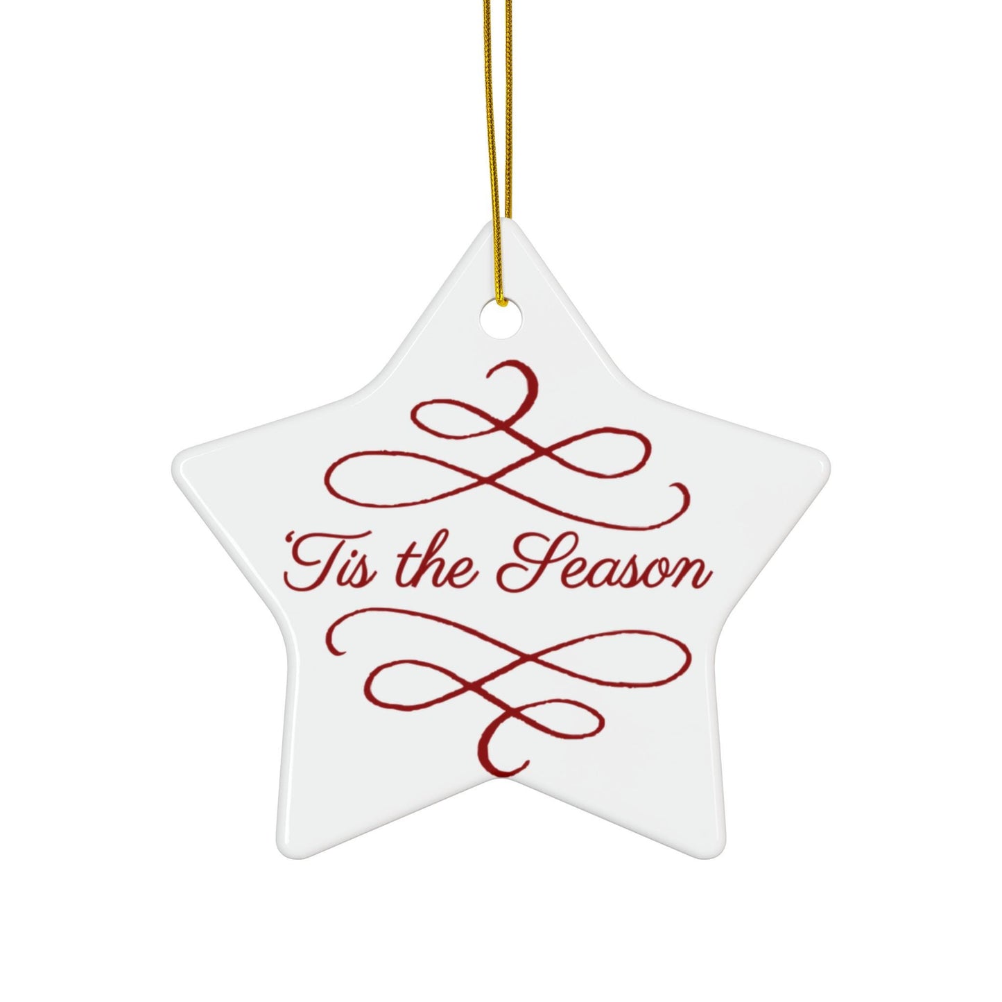 Christmas Tis the Season Ornament Ceramic Holiday Decor Personalized Keepsake Festive Tree Decoration | Loki's Shop Too