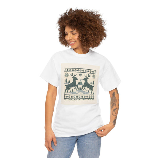 Retro Reindeer Fair Isle Christmas Tee | Loki's Shop Too