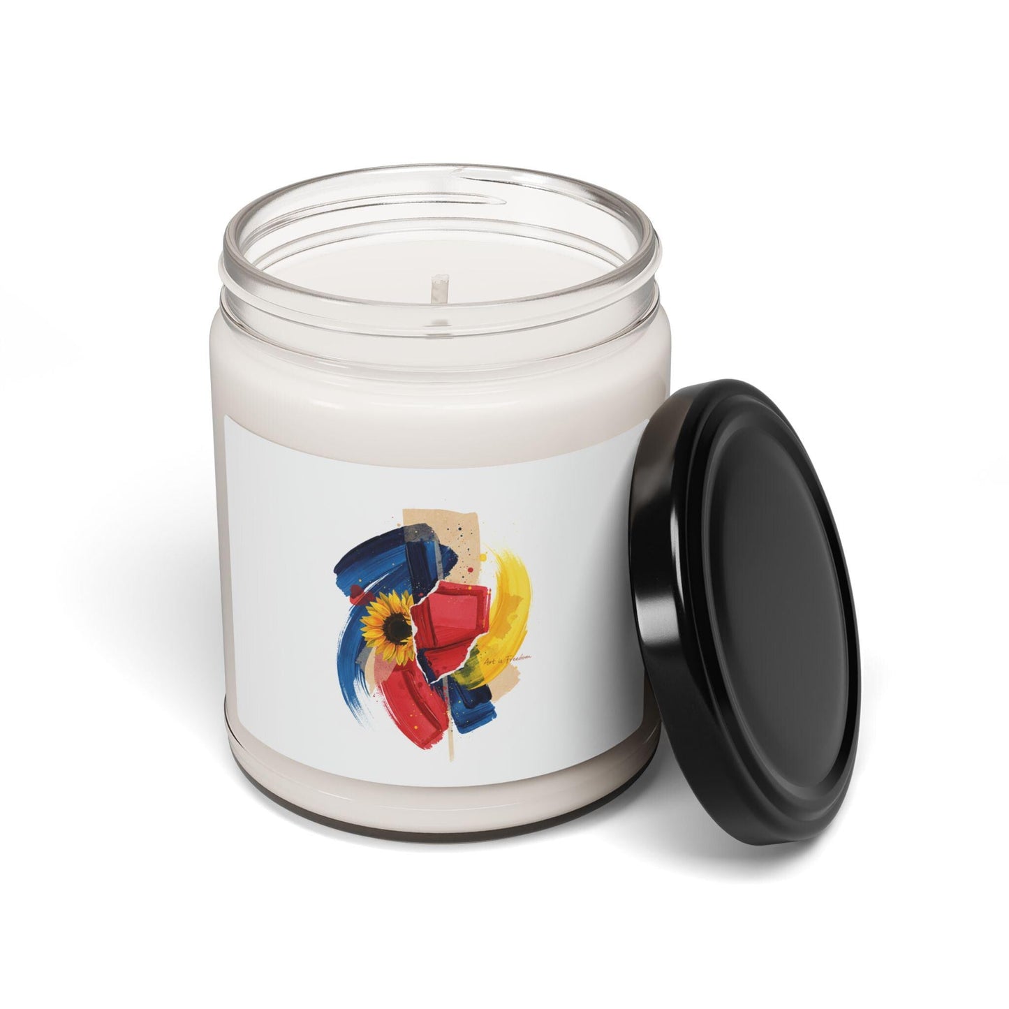 Painterly Abstract Floral Candle, Soy Jar Candle | Artsy Brushstroke Scent | Loki's Shop Too