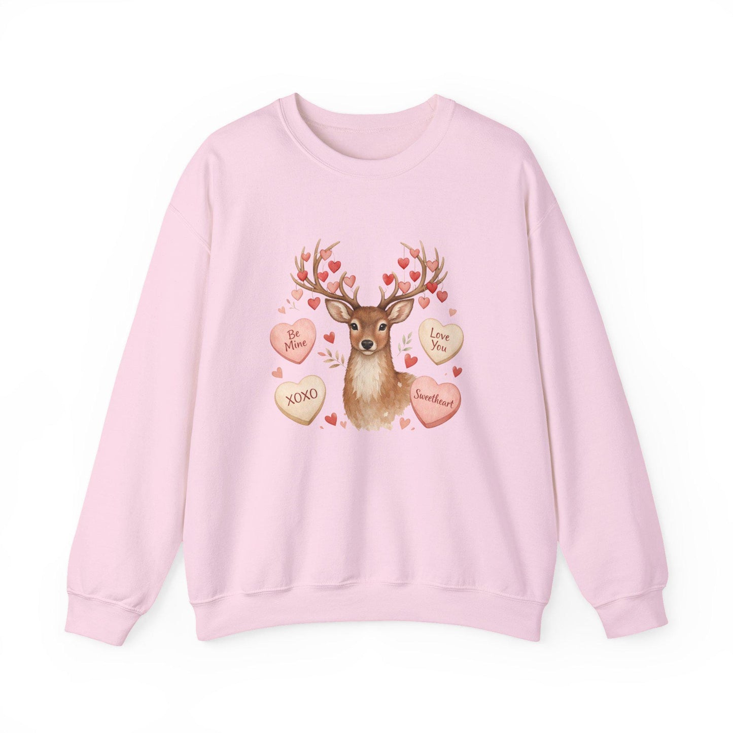 Valentine Reindeer Crewneck Sweatshirt | Heart Candy Antlers