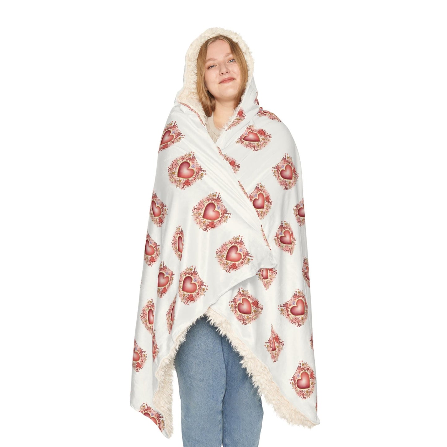 Hooded Snuggle Blanket With Hearts | Loki's Shop Too