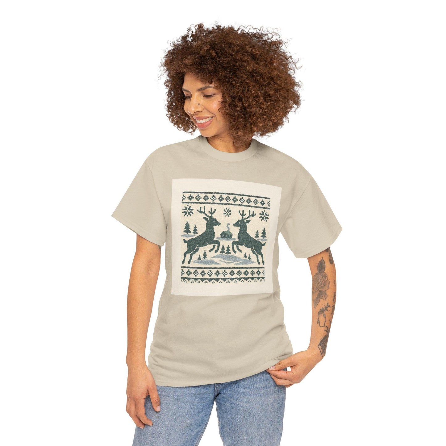 Retro Reindeer Fair Isle Christmas Tee | Loki's Shop Too