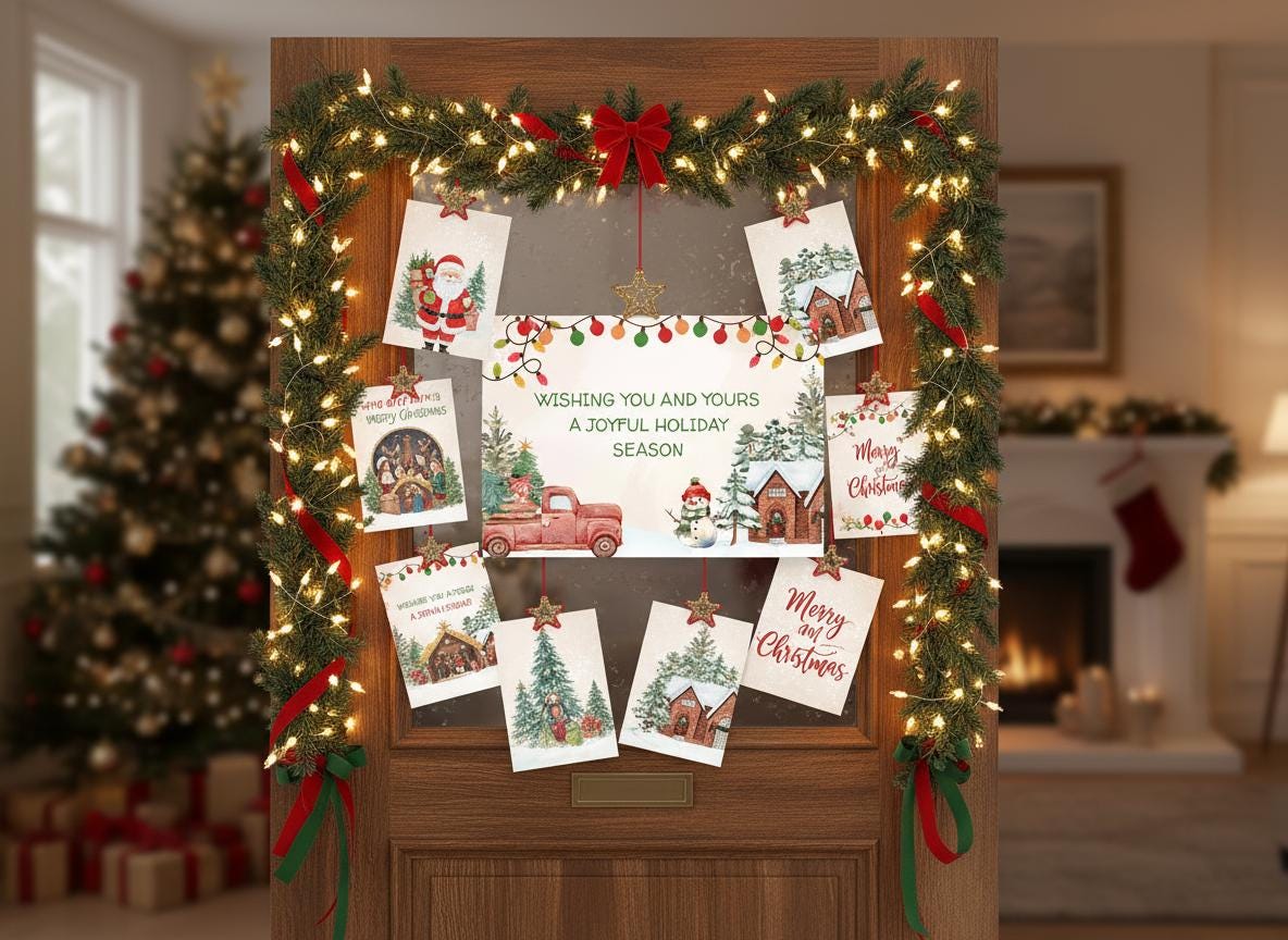 Editable Photo Christmas Card Template Festive Holiday Design (Digital Download)