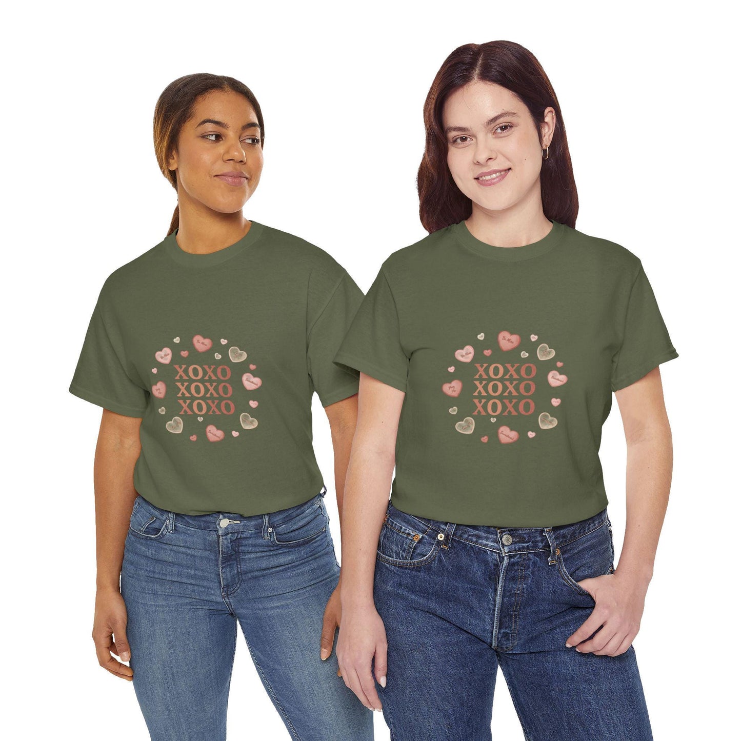 XOXO Hearts Valentine Kiss Tee | Pink Heart Circle | Loki's Shop Too