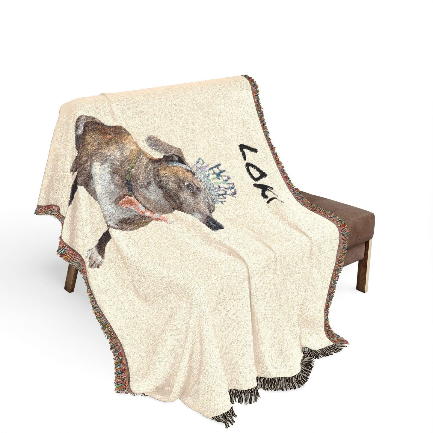 Custom Pet Woven Blanket | Personalized Dog Name Throw | Loki's Shop Too