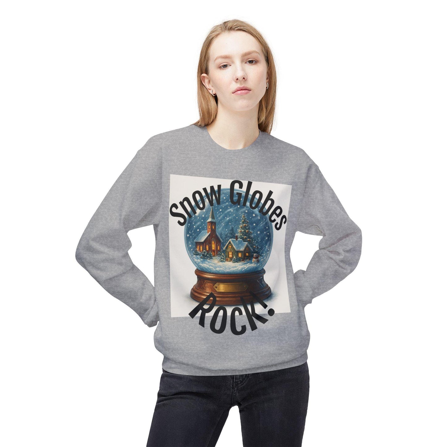 Snow Globes Rock Fleece Sweatshirt Festive Christmas Crewneck