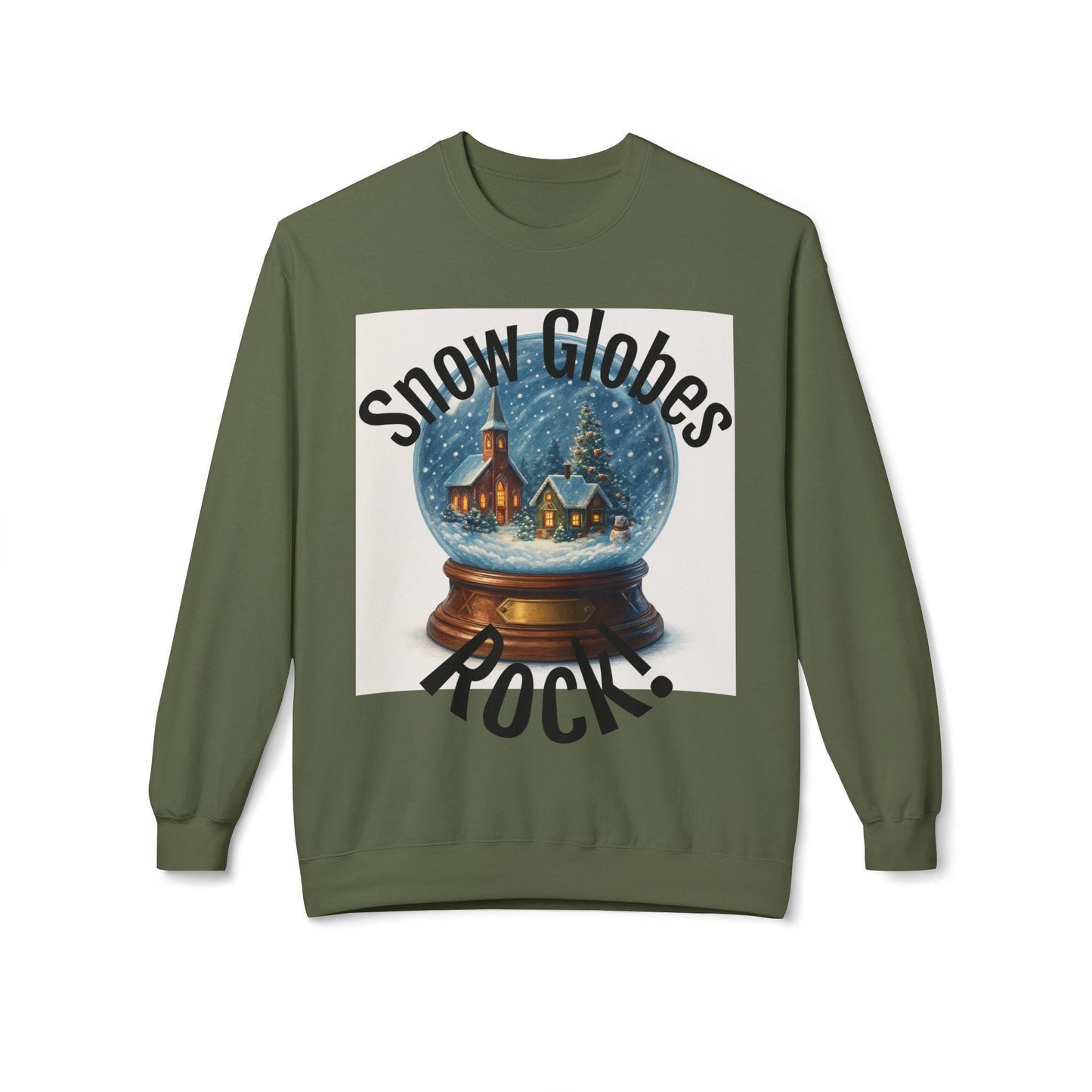 snow globes rock fleece sweatshirt festive christmas crewneck