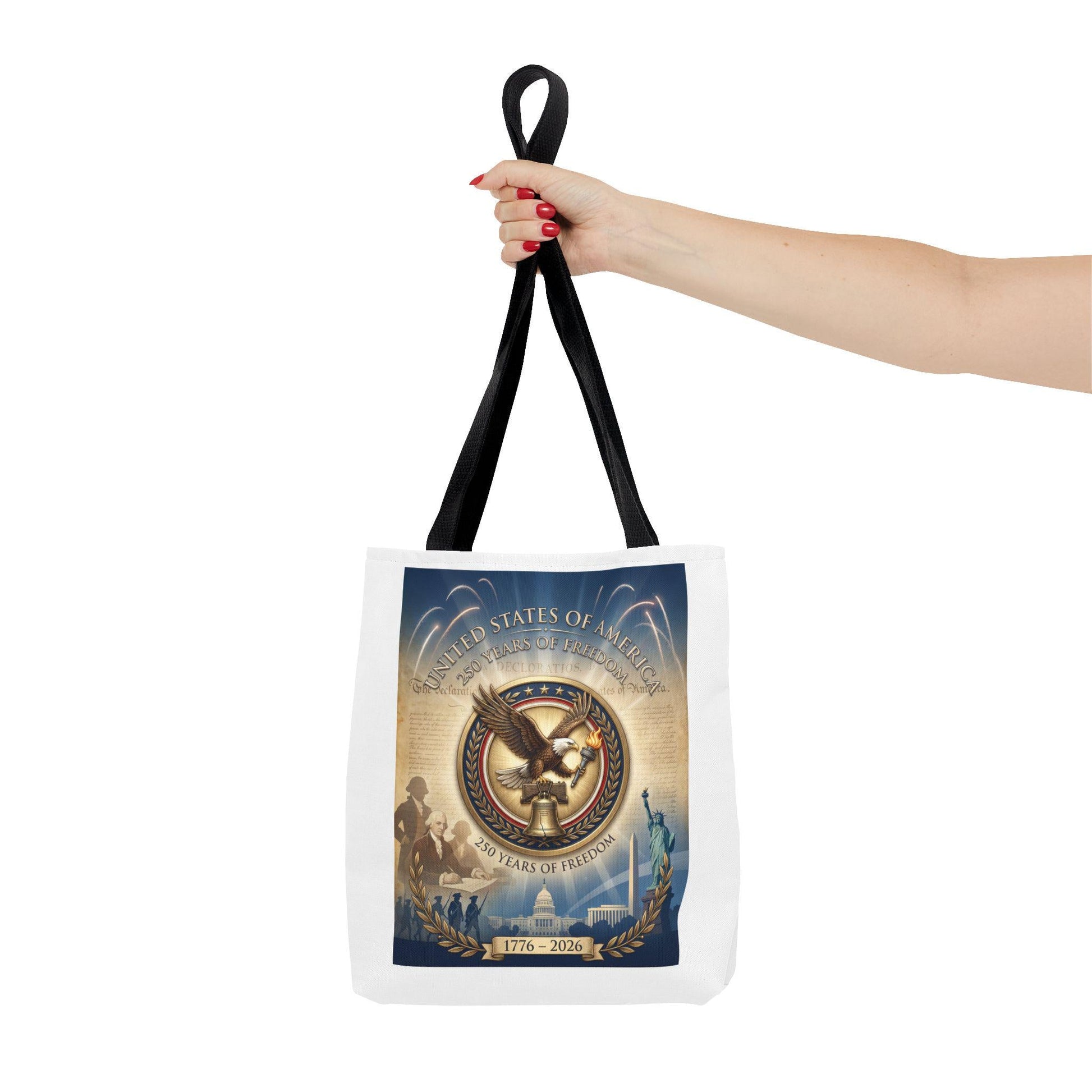 America 250th Anniversary Tote Bag | 1776–2026 USA 250 Years of Freedom Tote | Patriotic Eagle Liberty Bell Design | Loki's Shop Too