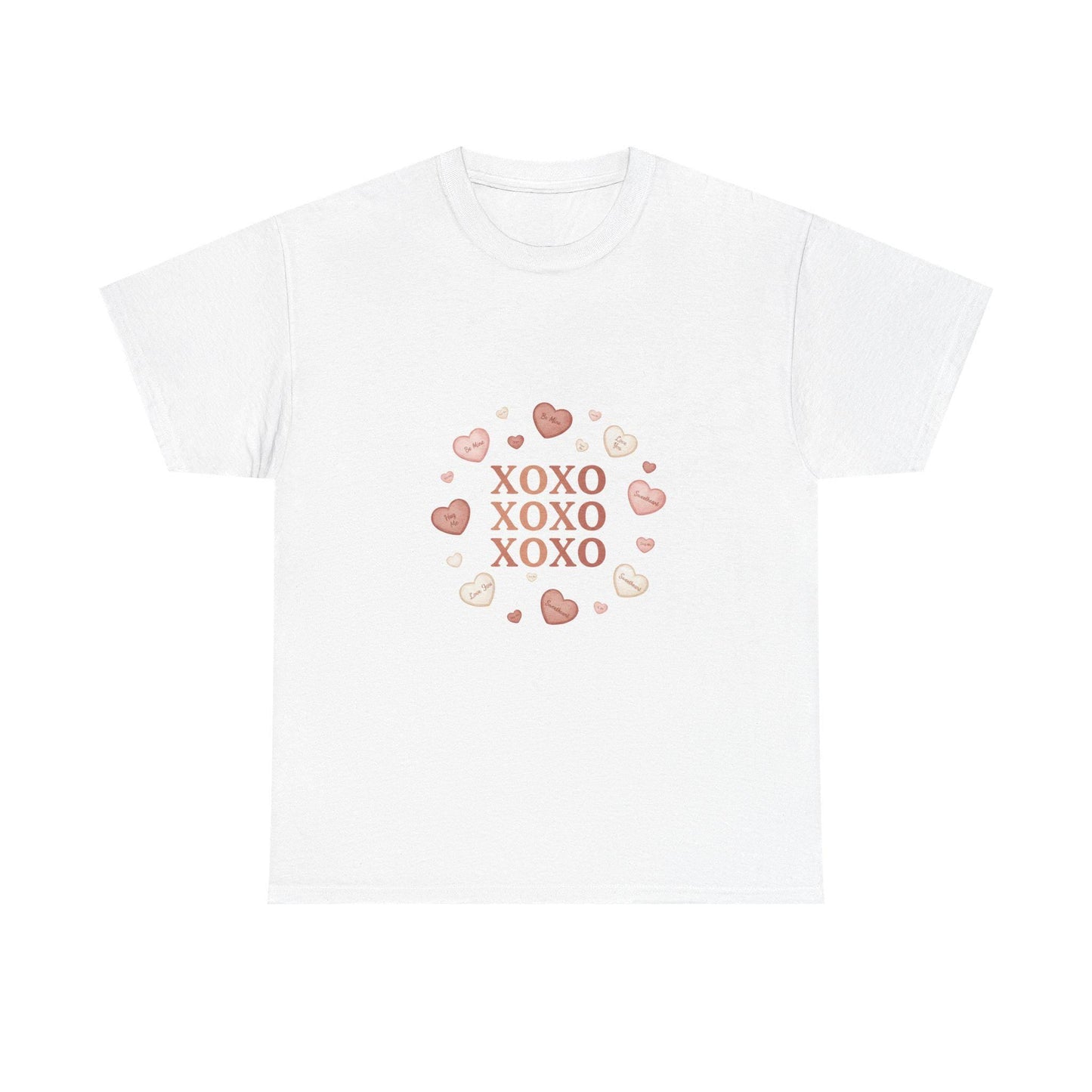 XOXO Hearts Valentine Kiss Tee | Pink Heart Circle | Loki's Shop Too