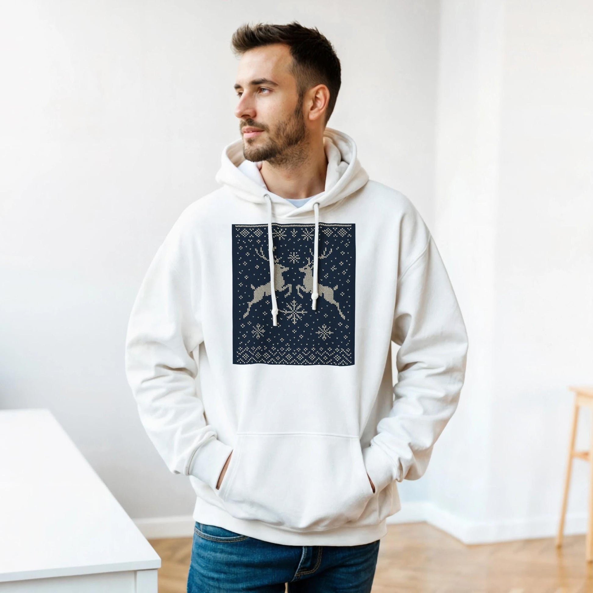 Vintage Nordic Style Pullover Hoodie Cozy Hoodie Timeless Design Sweater Clothing Warm Winter Outfit | Loki's Shop Too