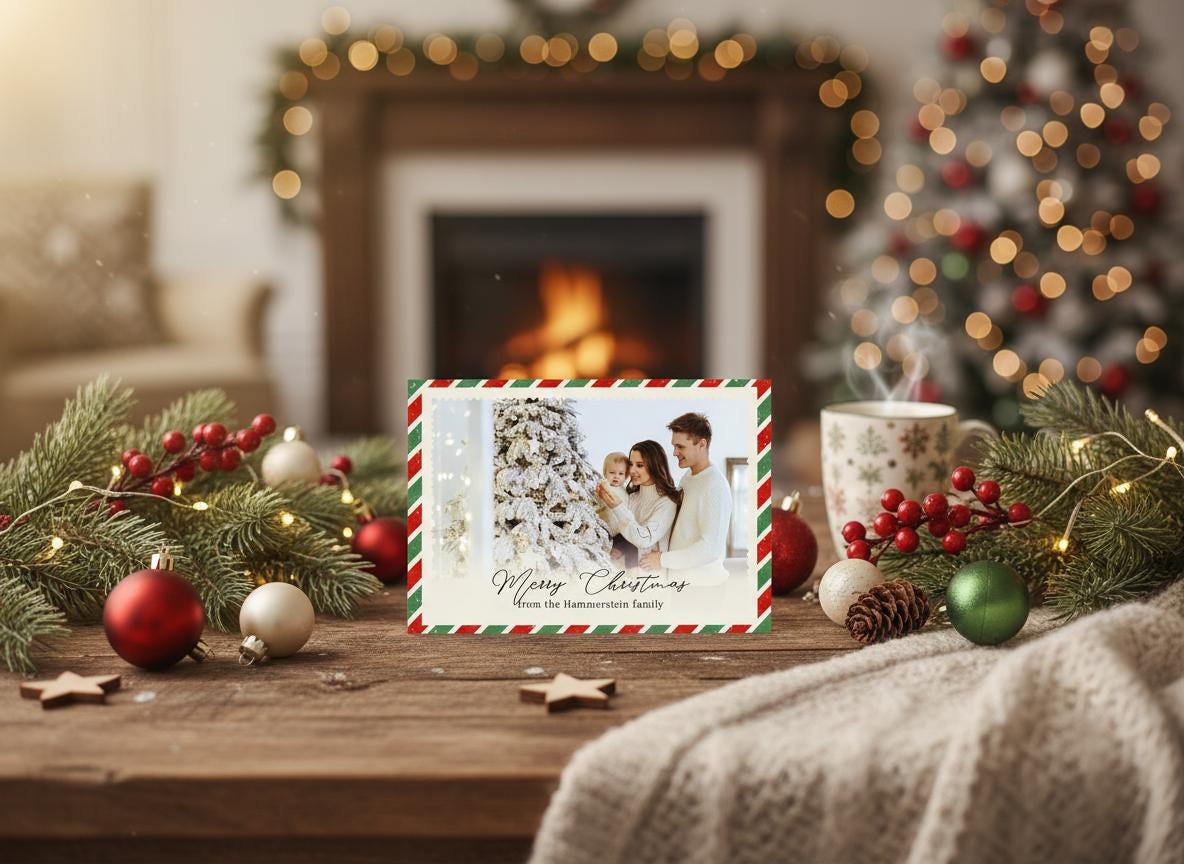 Editable Photo Christmas Card Template Printable Holiday Card (Digital Download) | Loki's Shop Too