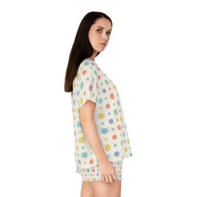 Pastel Polka Dot Short Pajama Set | Short Sleeve Top and Shorts | Loki's Shop Too