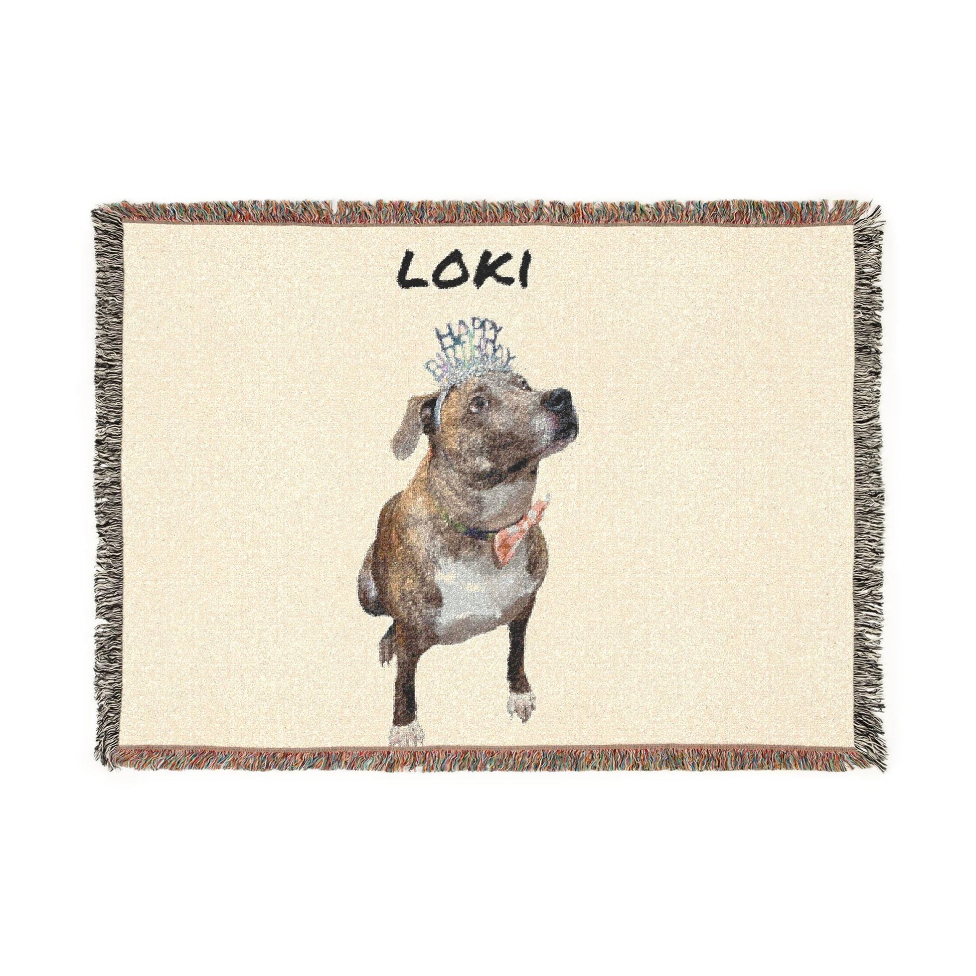 Custom Pet Woven Blanket | Personalized Dog Name Throw | Loki's Shop Too