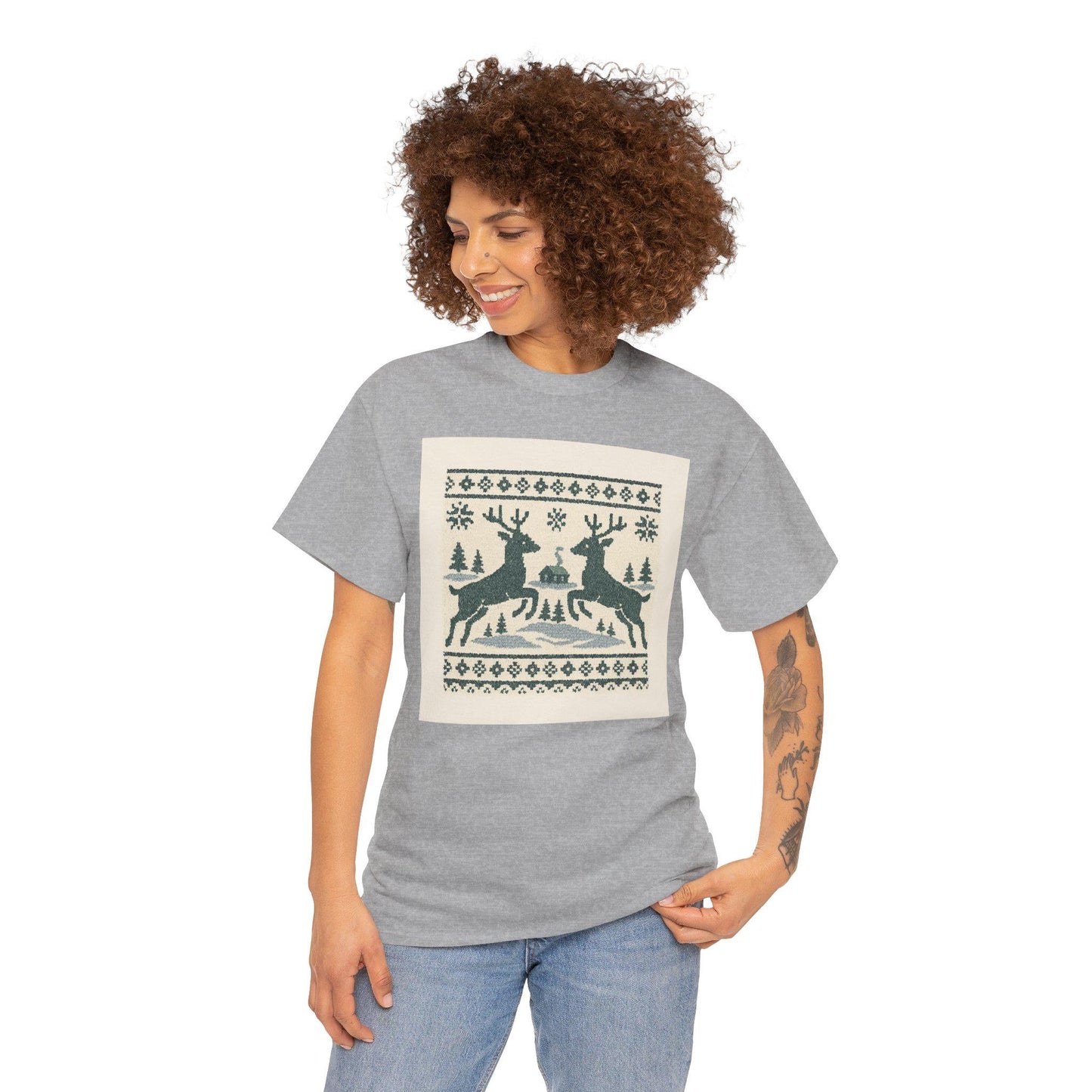 Retro Reindeer Fair Isle Christmas Tee | Loki's Shop Too