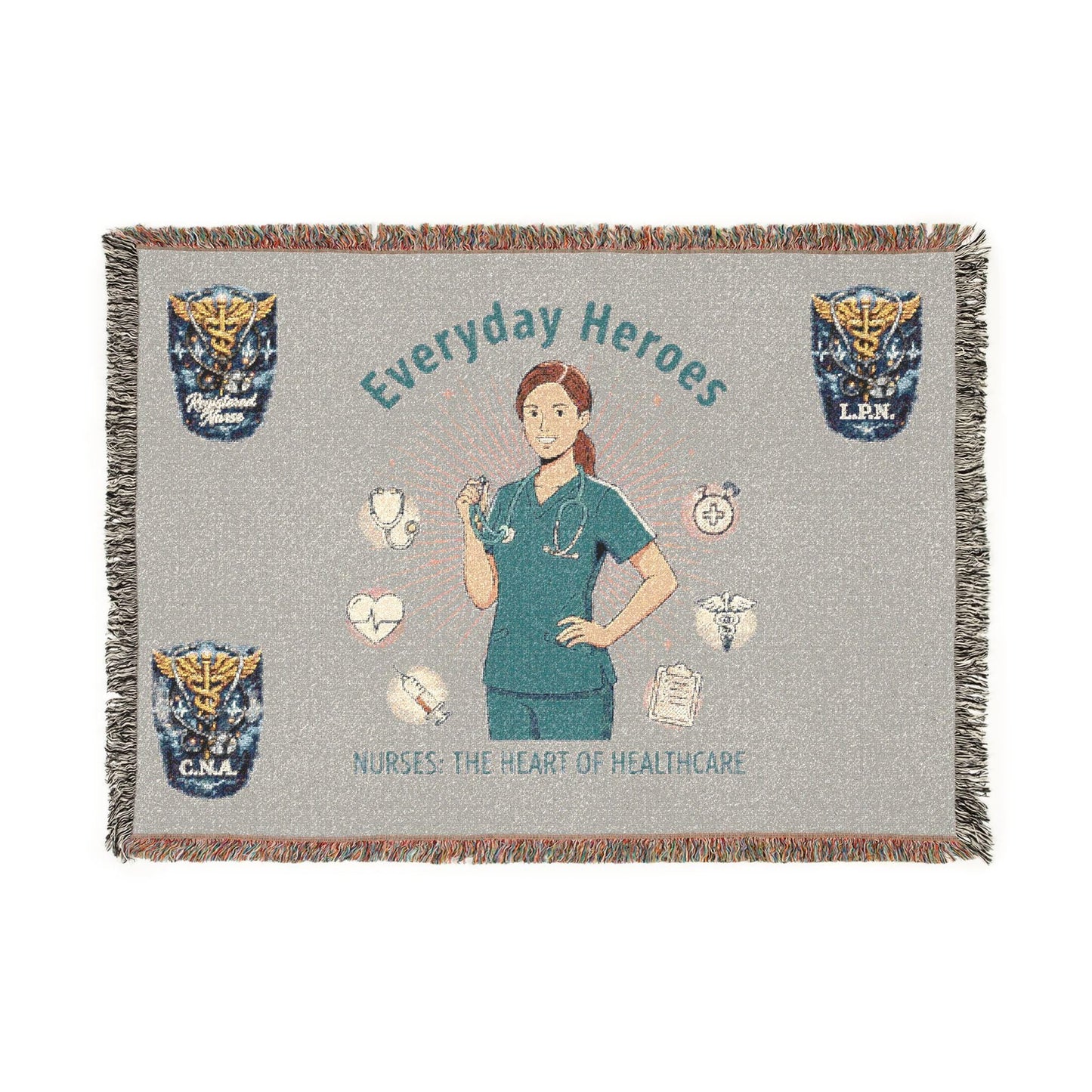 Nurse 'Everyday Heroes' Woven Blanket,  Healthcare Appreciation Throw | Loki's Shop Too