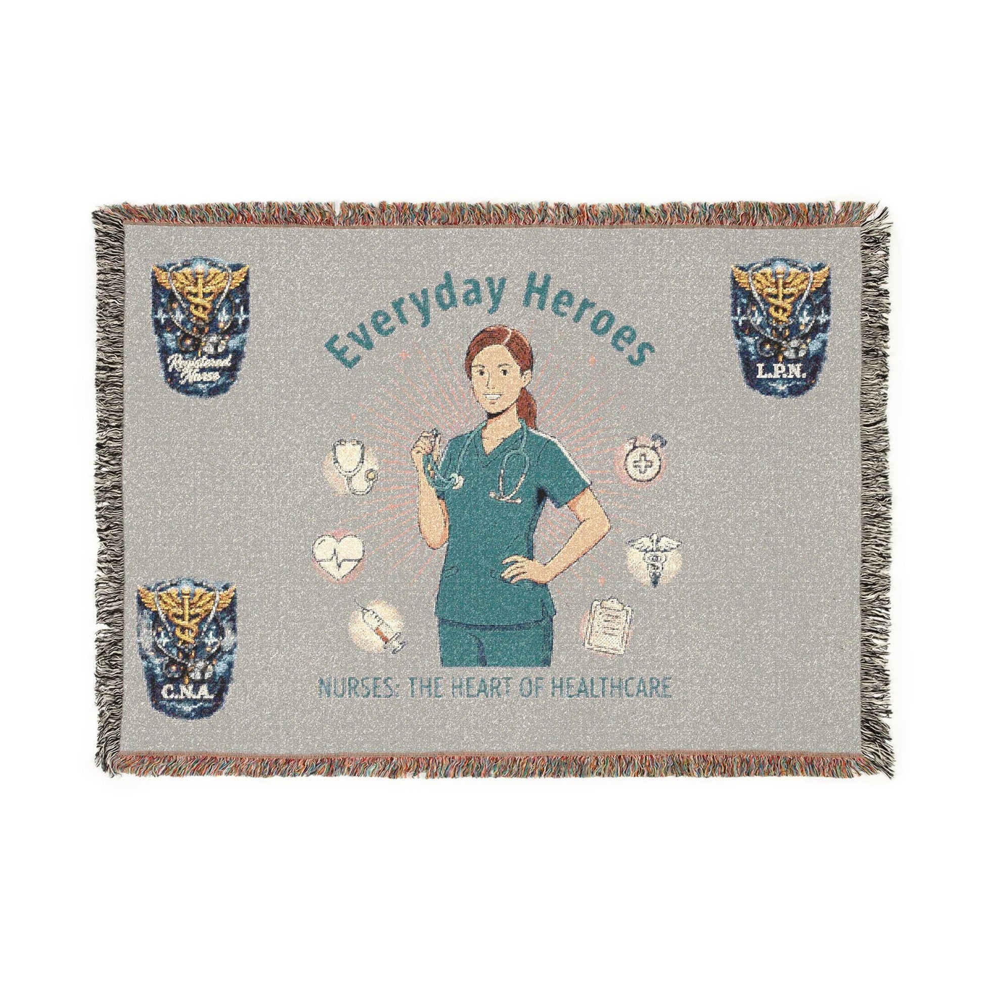 Nurse 'Everyday Heroes' Woven Blanket,  Healthcare Appreciation Throw | Loki's Shop Too