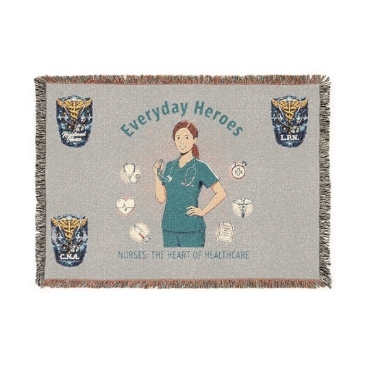 Nurse 'Everyday Heroes' Woven Blanket,  Healthcare Appreciation Throw | Loki's Shop Too