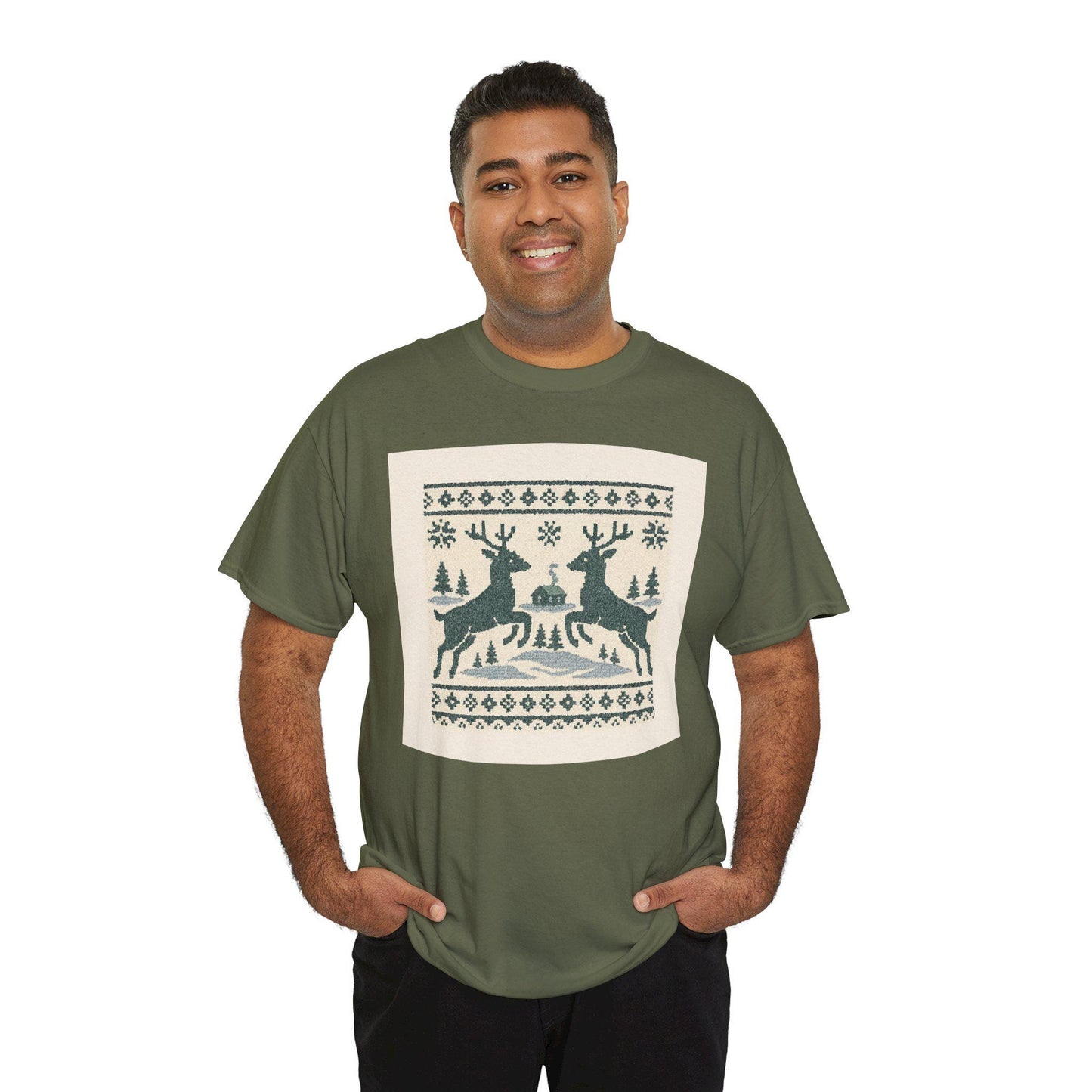 Retro Reindeer Fair Isle Christmas Tee | Loki's Shop Too