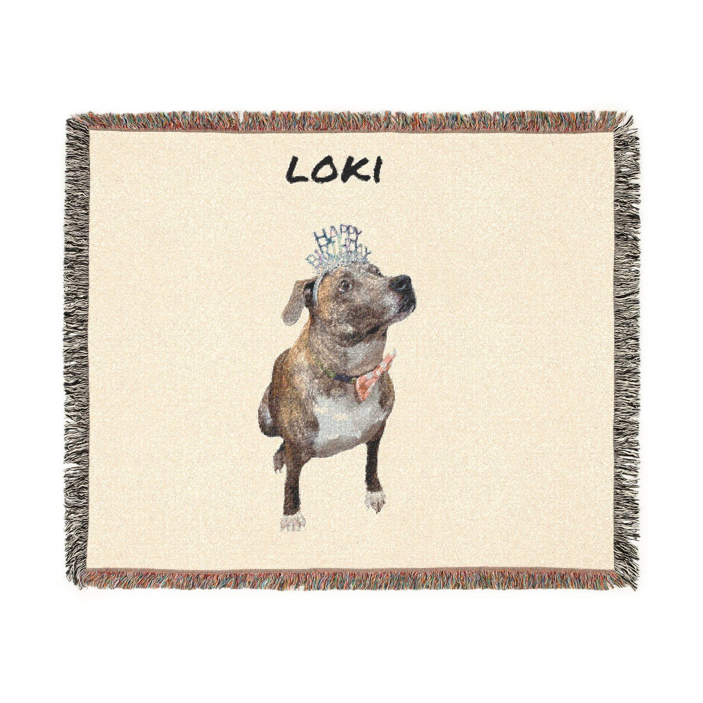 Custom Pet Woven Blanket | Personalized Dog Name Throw | Loki's Shop Too