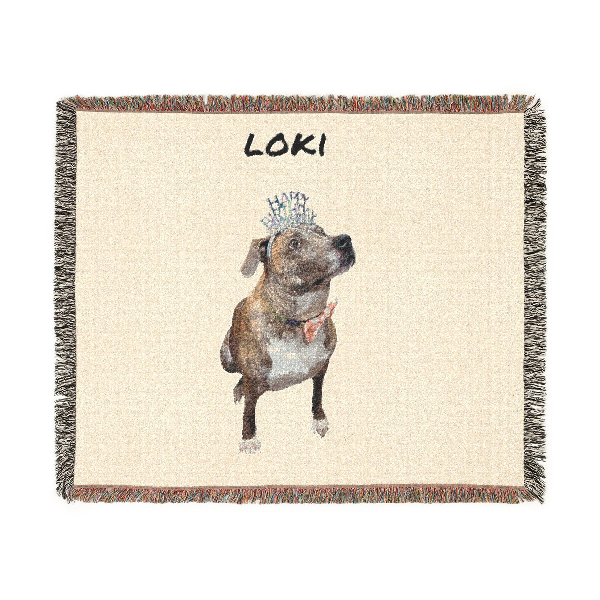 Custom Pet Woven Blanket | Personalized Dog Name Throw | Loki's Shop Too