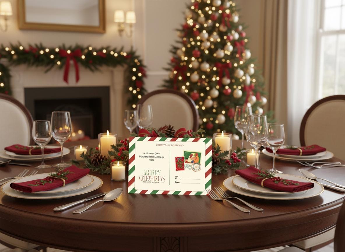 Editable Christmas Postcard Template Printable Photo Xmas Card (Digital Download) | Loki's Shop Too