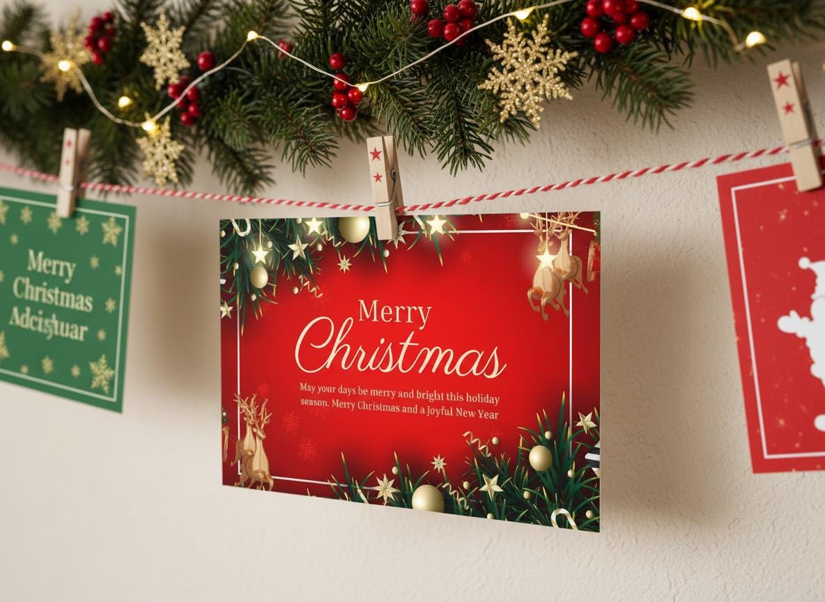 Editable Christmas Card Template | Canva Holiday Card (Digital Download) | Loki's Shop Too