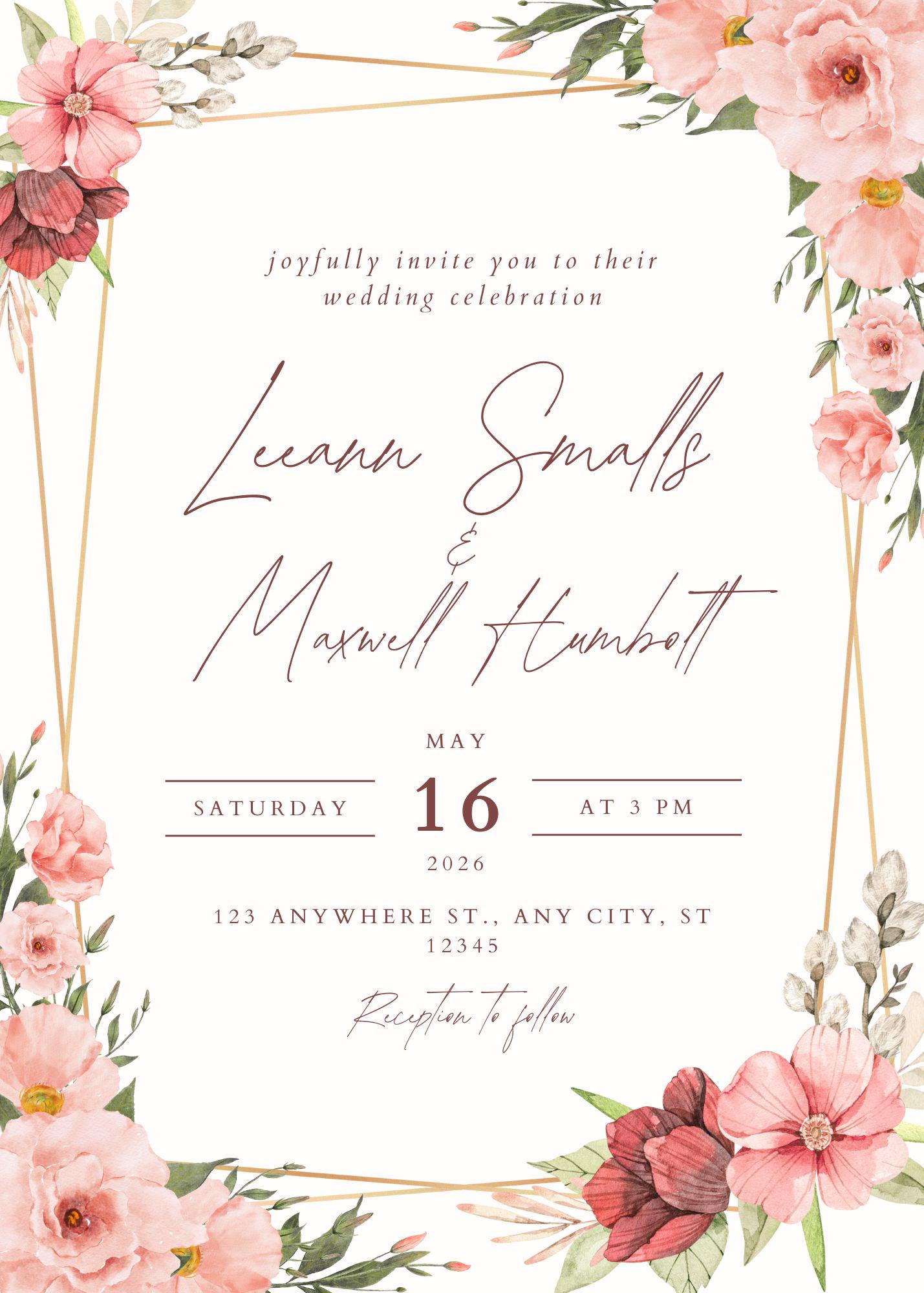 Customizable Floral Wedding Evite Canva Template | Elegant Digital Invitation | Editable & Instant Download | Loki's Shop Too