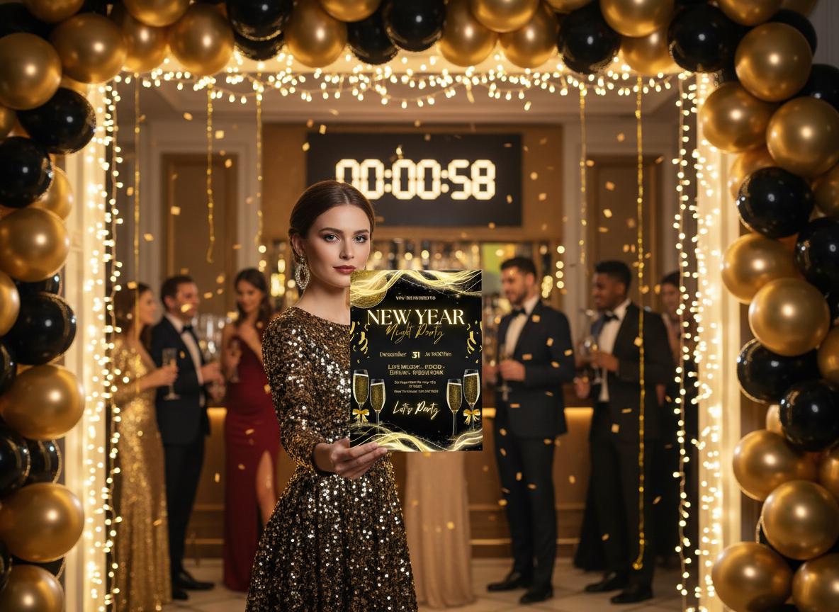 New Year’s Eve Party Invitation | Gold Black Modern Digital Invite | NYE Digital Download | Printable Night Party | Loki's Shop Too