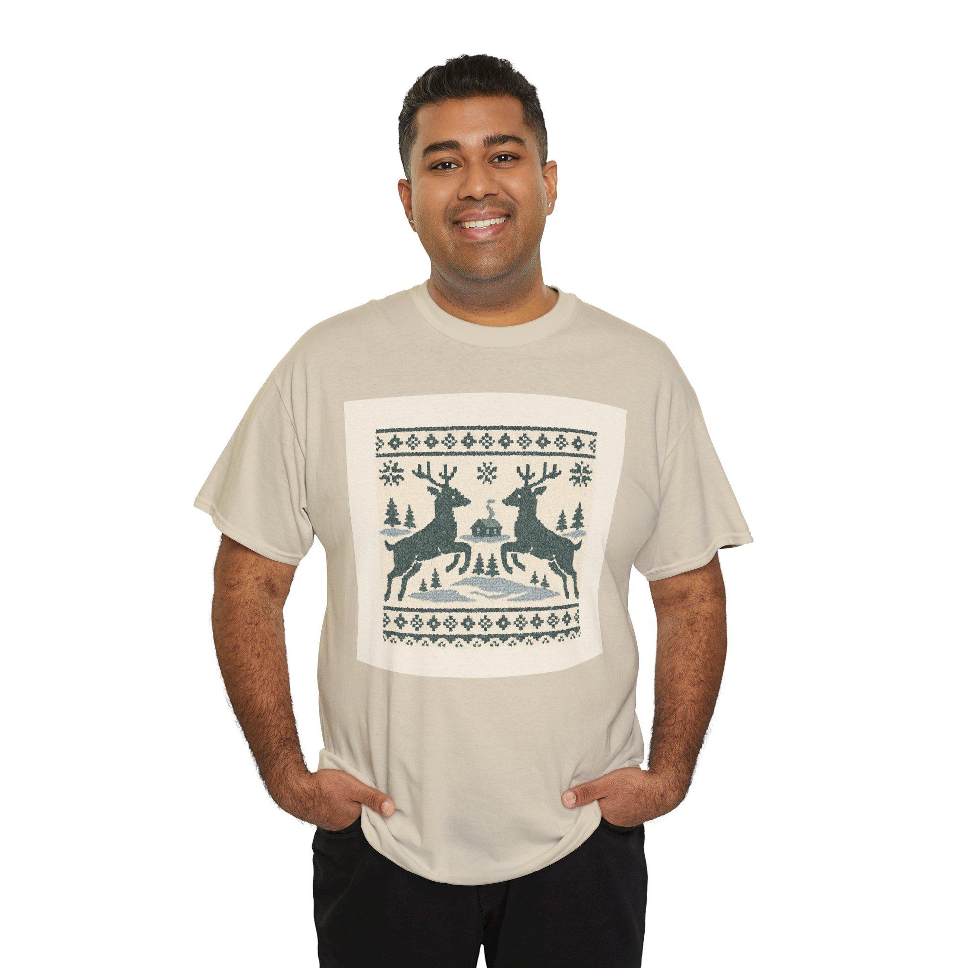 Retro Reindeer Fair Isle Christmas Tee | Loki's Shop Too