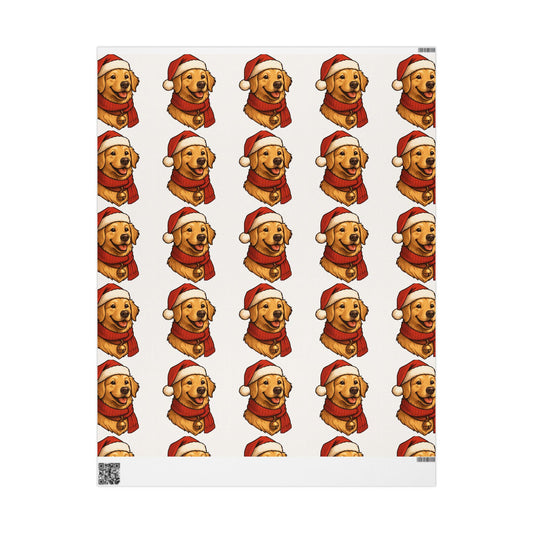 Golden Retriever Santa Wrapping Paper, Christmas Dog Gift Wrap | Loki's Shop Too