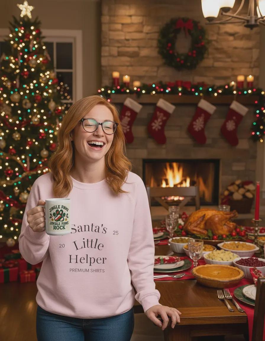 Santa's Little Helper Crewneck Sweatshirt Retro Christmas Gift | Loki's Shop Too