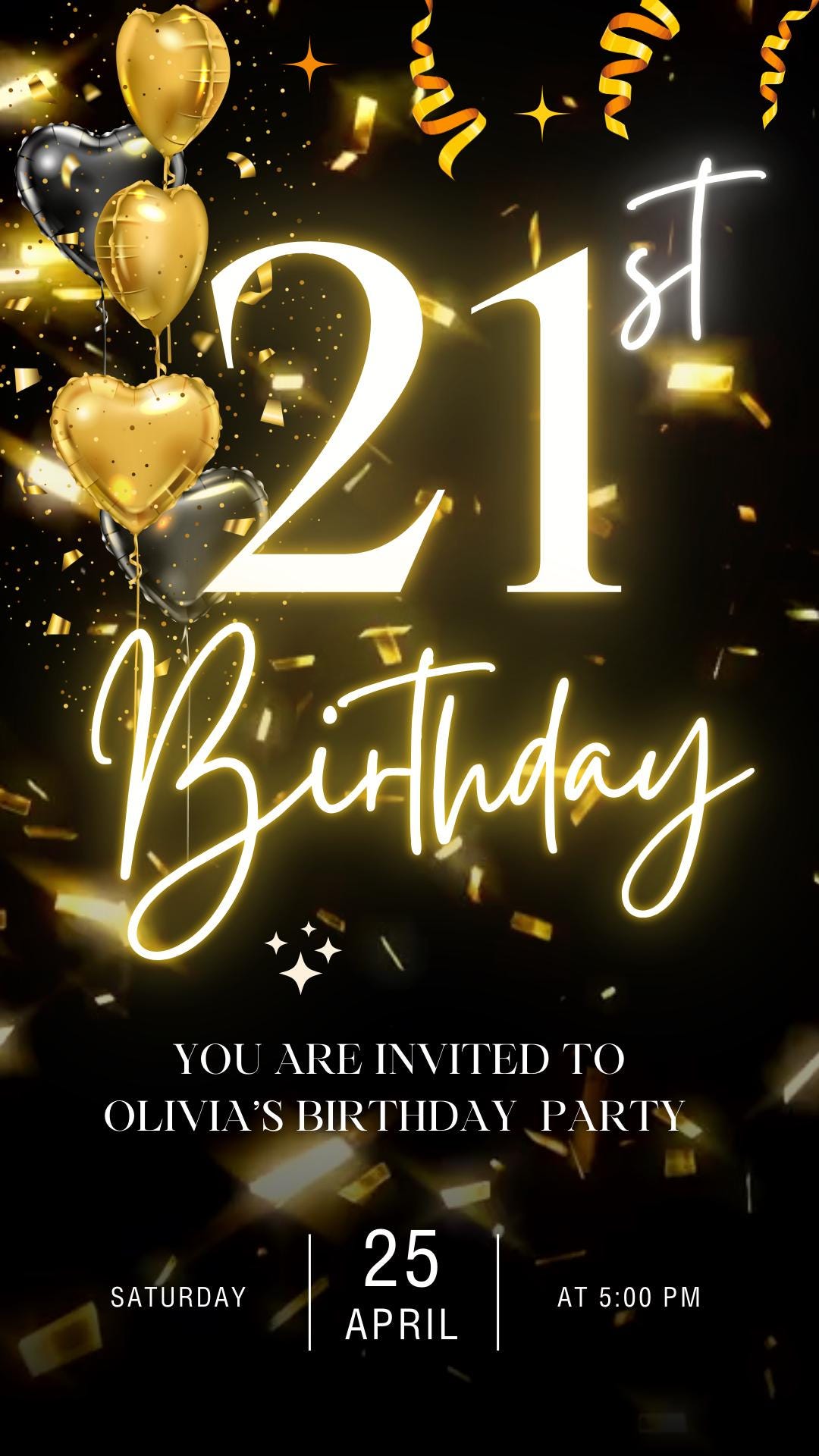 Animated 21st Birthday eCard | Editable Canva Template (Digital Download) | Loki's Shop Too
