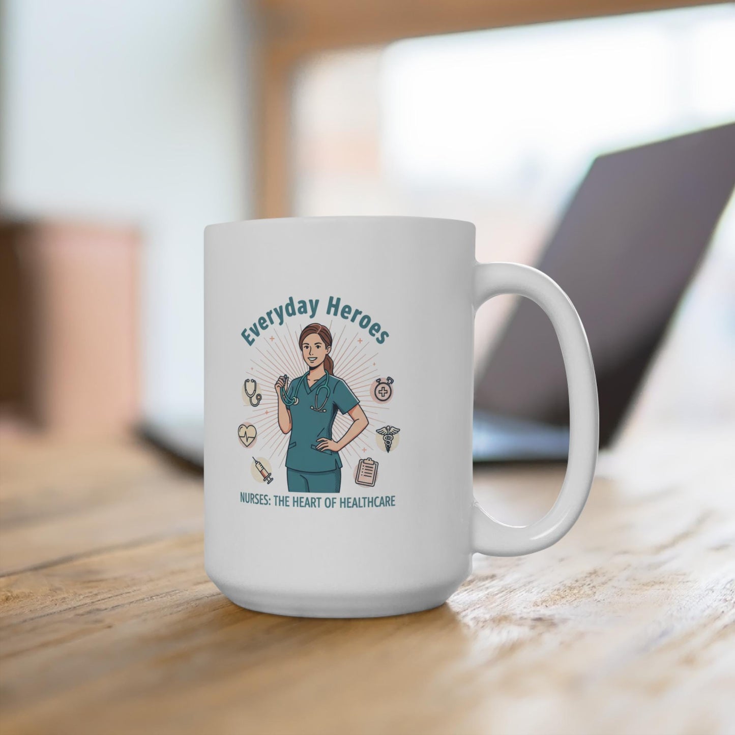 Nurse Appreciation Illustration Mug 15oz | Nurse Coffee Cup | Loki's Shop Too