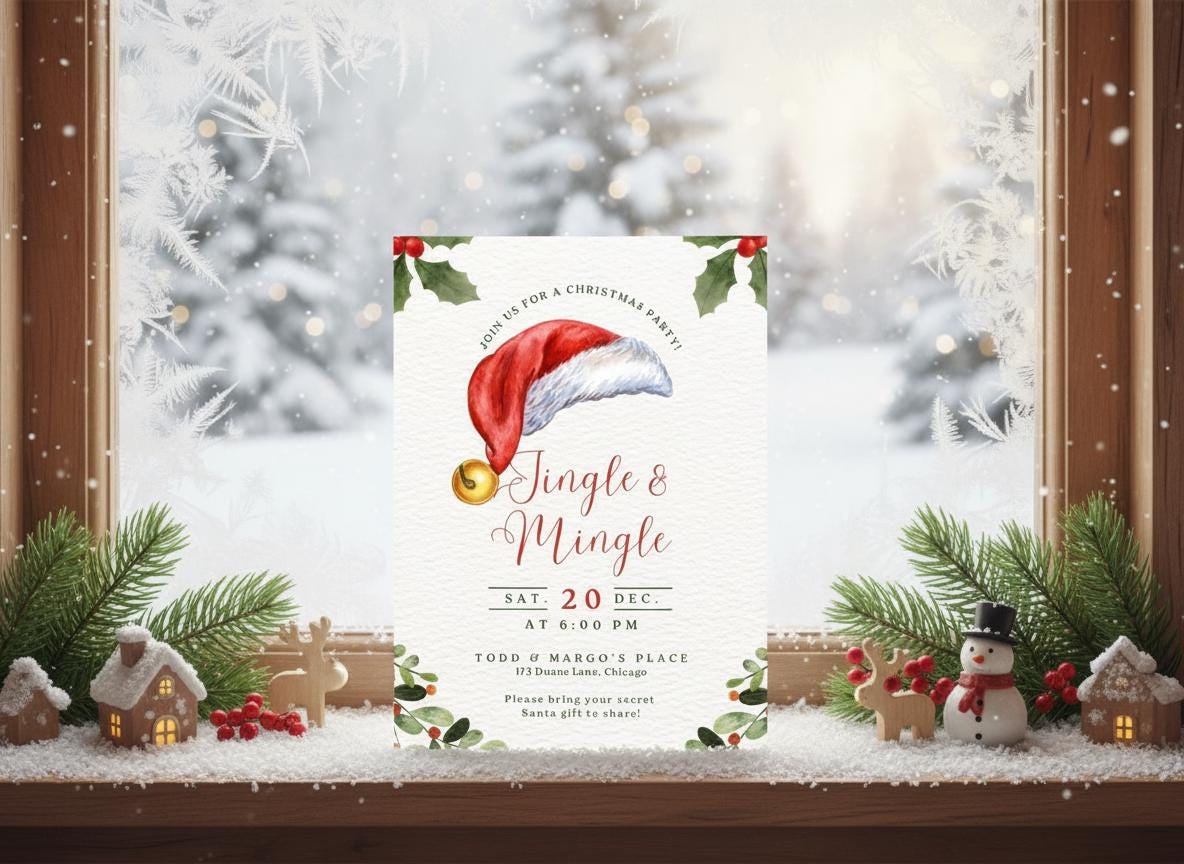 Editable Christmas Party Invitation Holiday Evite Template (Digital Download) | Loki's Shop Too