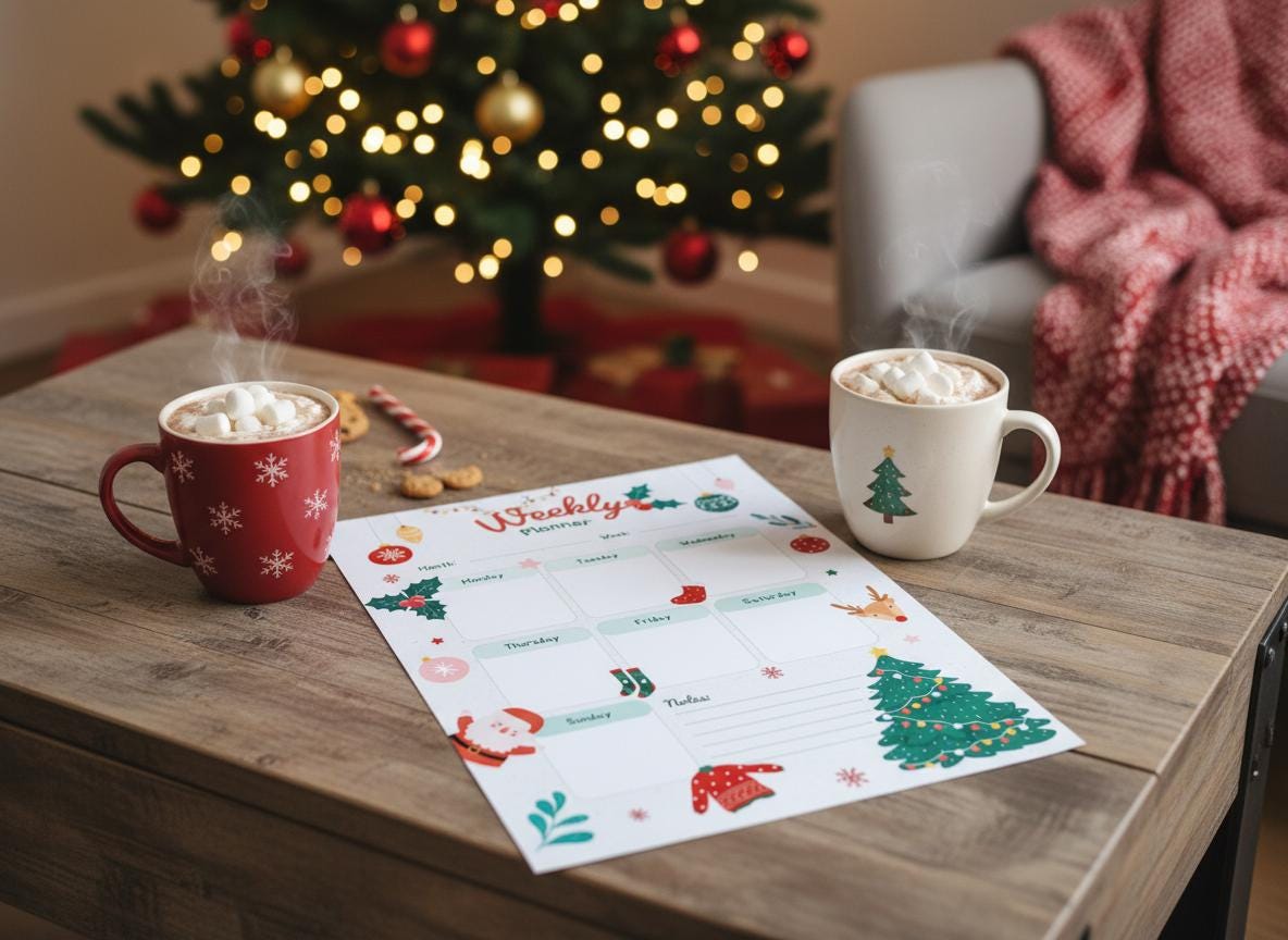 Weekly Planner Printable Christmas Theme – Seasonal Calendar Holiday Planning – Digital Download | Loki's Shop Too