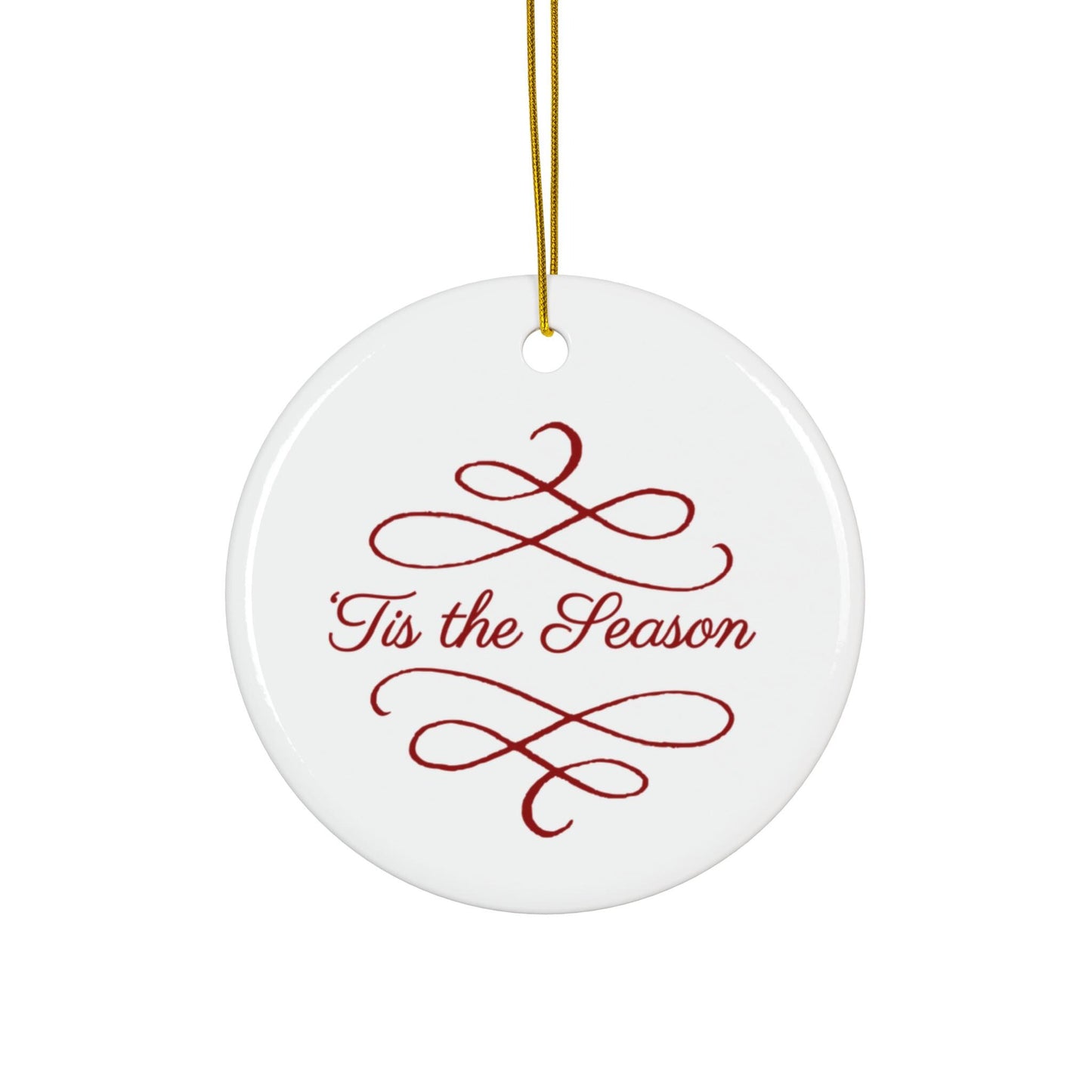 Christmas Tis the Season Ornament Ceramic Holiday Decor Personalized Keepsake Festive Tree Decoration | Loki's Shop Too