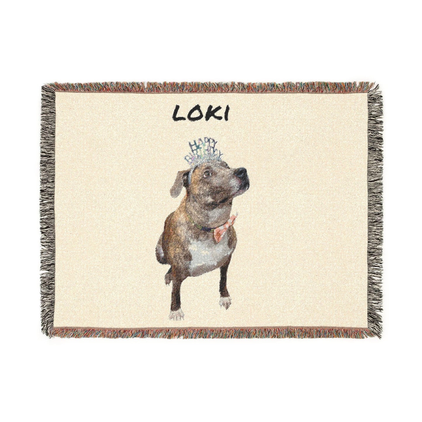 Custom Pet Woven Blanket | Personalized Dog Name Throw | Loki's Shop Too