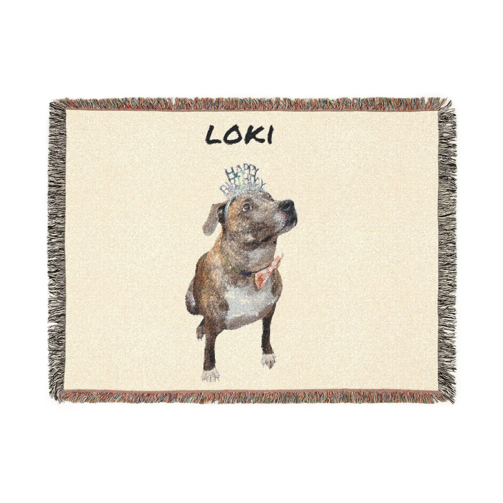 Custom Pet Woven Blanket | Personalized Dog Name Throw | Loki's Shop Too
