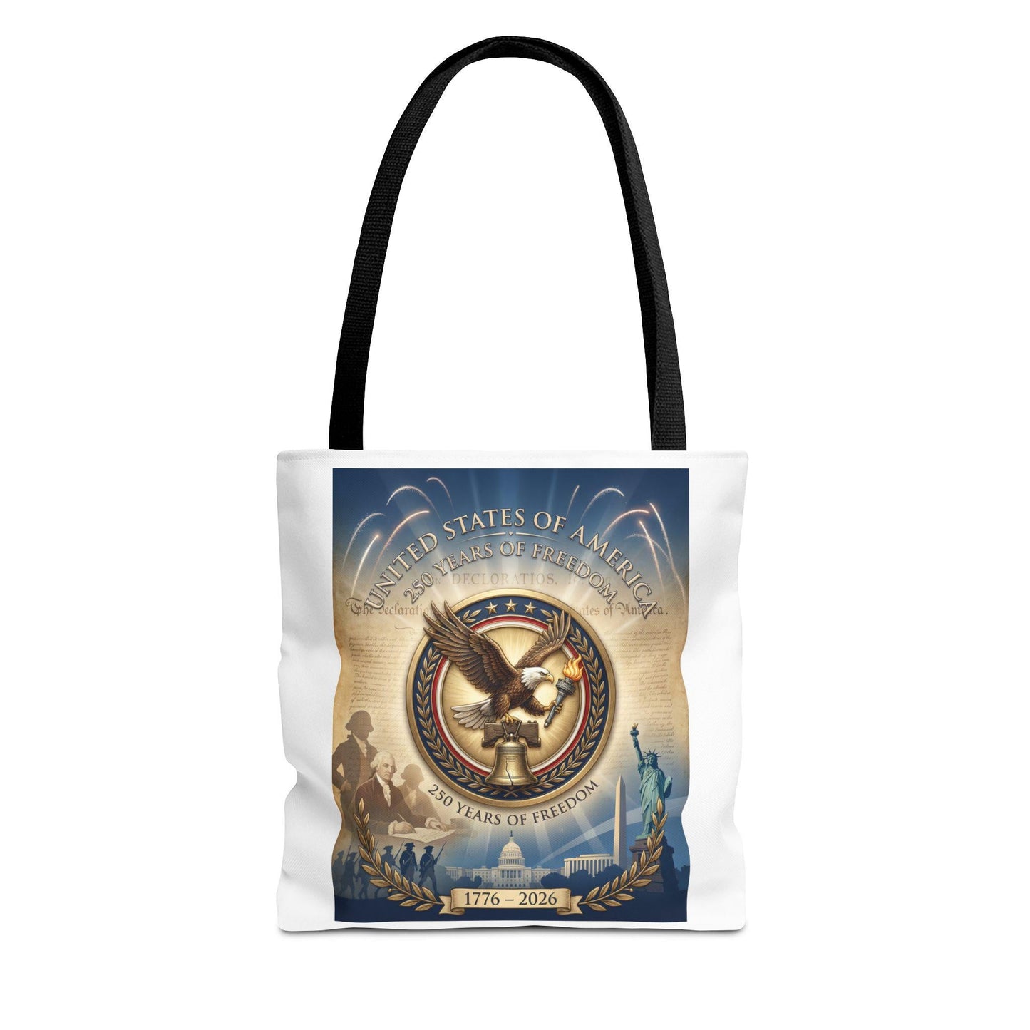 America 250th Anniversary Tote Bag | 1776–2026 USA 250 Years of Freedom Tote | Patriotic Eagle Liberty Bell Design | Loki's Shop Too