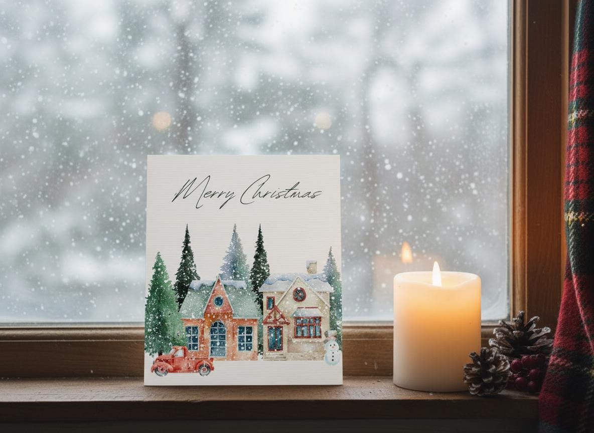 Editable Christmas Photo Card Template Holiday Printable (Digital Download)
