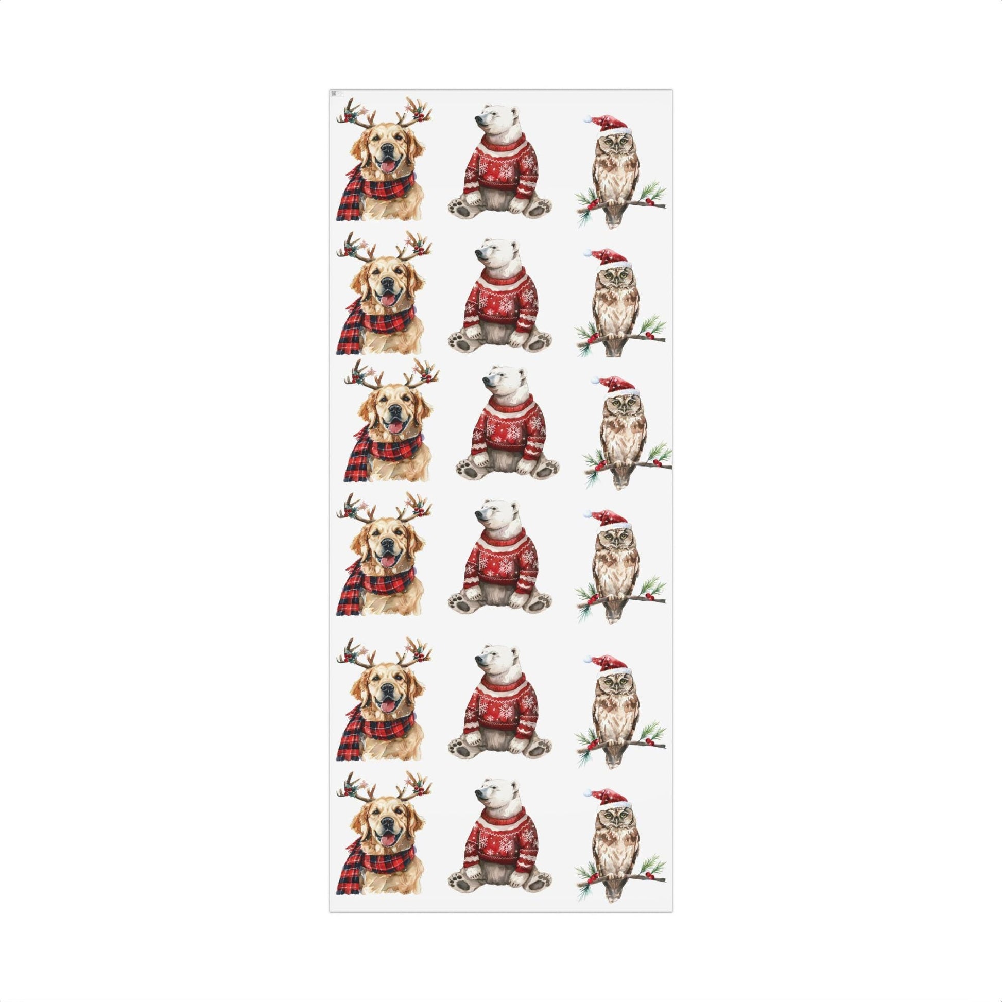 Dog and Polar Bear Christmas Wrapping Paper Festive Gift Wrap | Loki's Shop Too